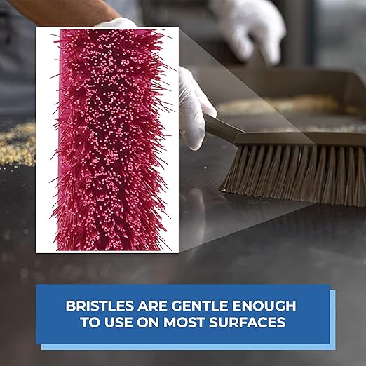 Vikan 45891 Bench Cleaning Brush, Polypropylene/Polyester Medium Bristle Dustpan Brush & Sweeper, 14 Inch, Pink