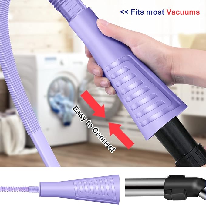 Sealegend 2 Pack Dryer Vent Cleaner Kit Vacuum Hose Attachment, Dryer Lint Cleaner Kit Lint Remover Tools Hoses with Adapter (Purple)