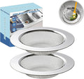RQYEKDO Kitchen Sink Strainer Stainless Steel with Fine Mesh4.4 inch Wide Rim Drain Strainer | Fits Standard Sinks & GarbageDisposals(Silver)