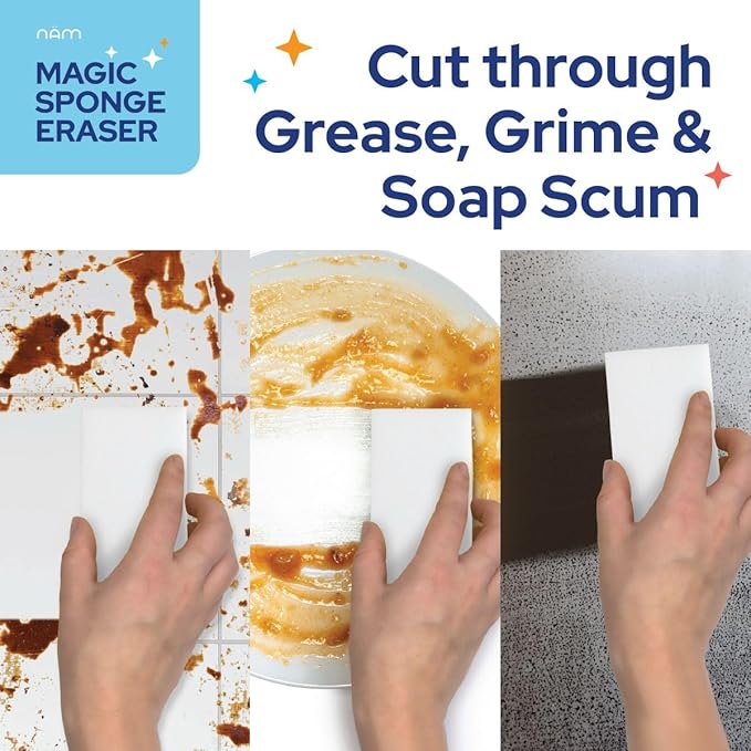 Magic Sponge Cleaning Eraser, 50 Pack Melamine Foam Cleaning Pads, Multi-Surface Cleaner for Kitchen, Bathroom, Wall, Floor, Baseboard, Sink & Furniture