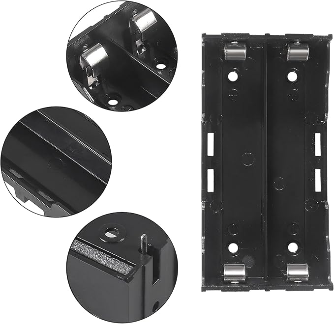 18650 Battery Case Holder 2 Slots X 3.7V 18650 Battery Storage Box, in Parallel Black Plastic Batteries Clip Box with Pin for DIY Parallel or Series Circuit PCB Projects (6pcs ABS 2 Slots)