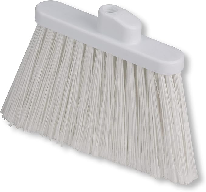 SPARTA 41082EC02 Plastic Color Coded Broom, Flagged Bristles, Long Broom With Angled Head For Large Debris, 56 Inches, White, (Pack of 12)