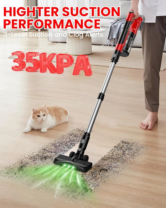 Cordless Vacuum Cleaner for Milwaukee M18 Battery, 7-in-1 Lightweight Stick Vacuum with HEPA Filter, 35KPA Suction, 350W Brushless Motor, 3 Modes for Floor, Carpet, Car(Battery Not Included)