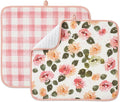FRESHMINT Printed Dish Drying Mats for Kitchen Counter 2 Pack Absorbent Reversible Drying Mats Microfiber Kitchen Countertop Protector Dishes Drying Pad Extra Large 18"x16" Dish Mat (Floral)