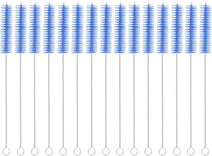 uxcell 10Pcs Drinking Straw Cleaning Brushes, 10" x 3/8" Nylon Bristles Long Straw Brush Pipe Cleaner for Washing Straws Pot Spout, Sippy Cup, Bottle and Tube (Blue)