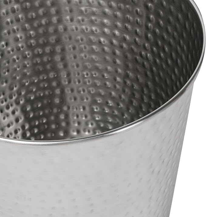 happimess HPM1110E-SET2 Axel Modern Minimalist Hammered Steel 2 Gal Waste Bin for Kitchen, Office, Bathroom, Bedroom, Dorm, Polished Steel (Set of 2)