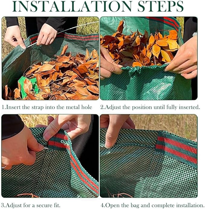 2 Pack Garden Leaf Bags 72 Gallon for Debris, Foldable Yard Waste Reusable Lawn Bags,Large Dustpan-Type with Gloves for Grass Clippings,Collapsible Trash Can for Outdoor Cleanup (72 Gallons)