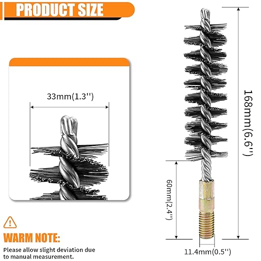 1Pc 1.2" Round Pipe Tube Cylinder Bores Stainless Steel Wire Brush 32mm
