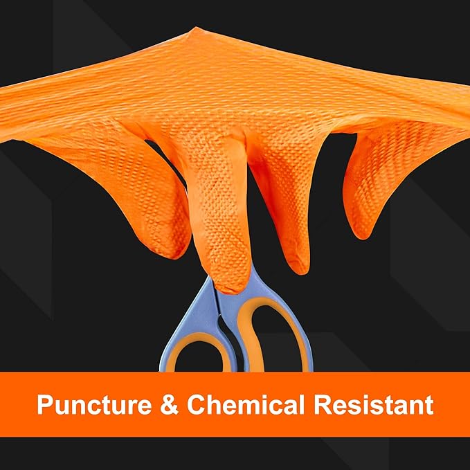 GLOVEWORKS 8 Mil Orange Nitrile Disposable Gloves Heavy Duty Industrial RDT for Mechanic and Automotive Shops Latex Free