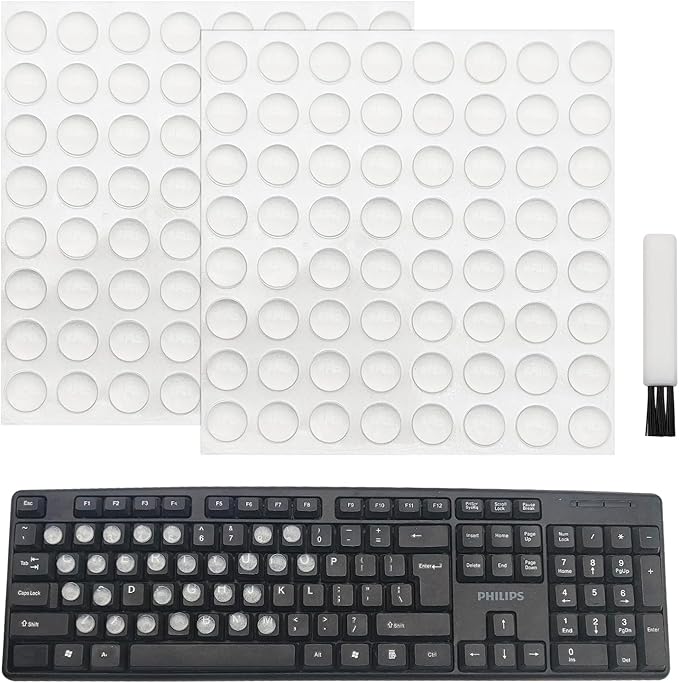 128 Pcs Silicone Nail Art Typing Stickers, with Cleaning Brush,Long Nails Keyboard Cover, Reusable Adhesive Protective Nail Stickers for Laptop,PC,Desktop,Keyboard Bubbles for Long Nails,Hemispherical