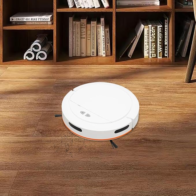 Robot Sweeping Machine, 3-in-1 Sweeping Machine, Robot Vacuum Cleaner, Cordless Sweeping Machine, Push Button/APP Control, 3-Cleaning Mode, for Pet Hair, Hard Floor, Low Carpet (White)