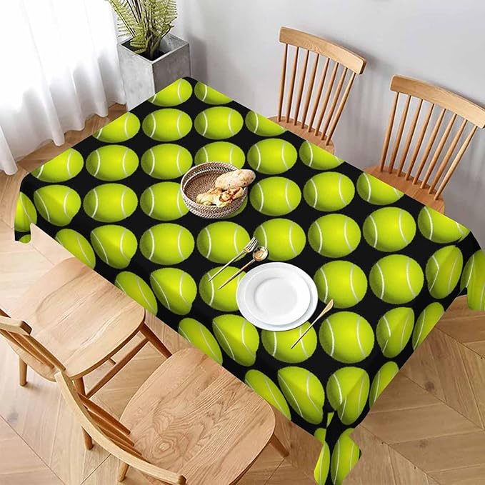 Tennis Table Cloth 52x70 Sport Leisure Recreation Yellow Green Rectangular Tablecloth Polyester Washable Table Cover for Dining Kitchen Banquet Picnic Decorative