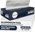 Pre-Cut Aluminum Foil Sheets 12" x 10.7" – Heavy-Duty, Non-Stick, Pop-Up Disposable Sheets for Grilling, Baking, BBQ, Food Storage, and Catering (12X10.7", 400.0, sheet)