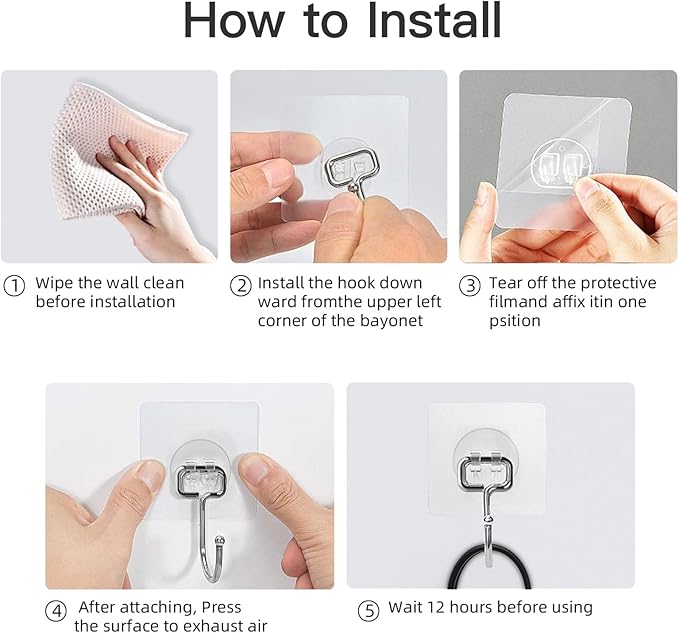 Large Adhesive Hooks for Hanging Heavy Duty 44 lb(Max) 30 Pack, 304 Stainless Steel Self Adhesive Sticky Hooks Waterproof Wall Hook for Home Bathroom Shower Kitchen Outdoor Utility Hook