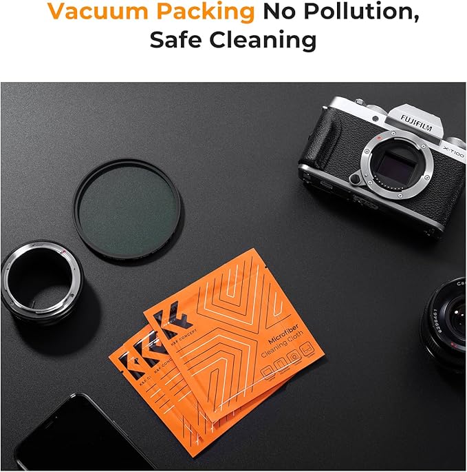 K&F CONCEPT 52mm Lens Cap Cover, 4-in-1 Center Pinch Lens Cover Black Anti-Loss Keeper Leash Microfiber Cleaning Cloth Kits Compatible with Nikon, Canon, Sony, Fujifilm Camera Lenses