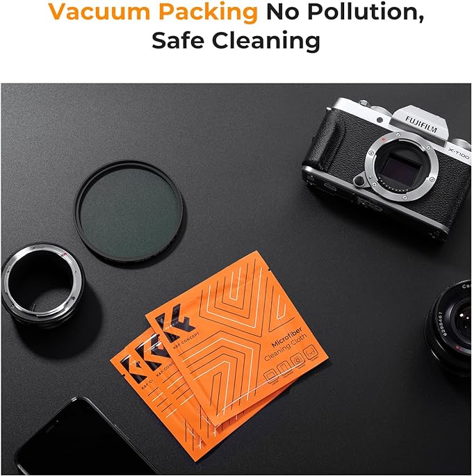 K&F CONCEPT 55mm Lens Cap Cover, 4-in-1 Center Pinch Lens Cover Black Anti-Loss Keeper Leash Microfiber Cleaning Cloth Kits Compatible with Nikon, Canon, Sony, Fujifilm Camera Lenses