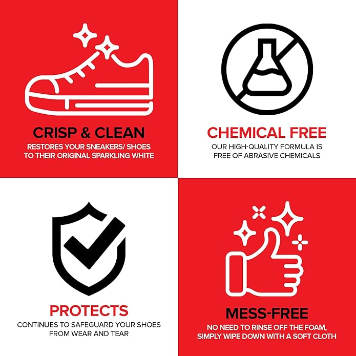All-In-1 Shoe Cleaning Kit, Brighten & Clean with Soft Bristle Shoe Brush & Cleaning Spray, Best Shoe Cleaner for White Sneakers, Rubber Soles & Tennis Shoes, Essential Shoe Eraser Sneaker Cleaner