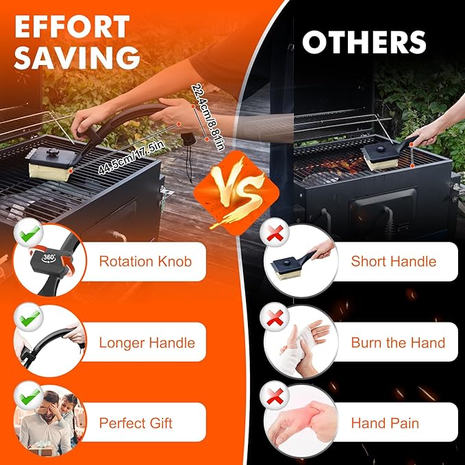 Grill Brush for Outdoor Grill Bristle Free, Reinforced Grill Cleaner Scraper BBQ Brush Non Metal Bristles Steam Cleaning Grill Cleaning Brush Safe BBQ Accessories Grill Tool, Gifts for Men