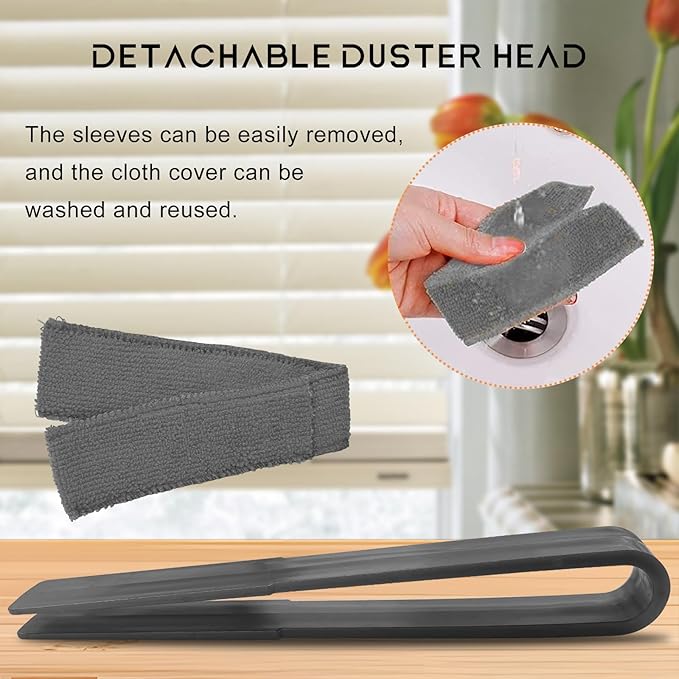 2 PCS Car Blinds Duster, Window Blind Cleaner Duster Brush with Removable Microfiber Sleeves, Multifunction Cleaning Tool for Auto Shutter Air Conditioner Vents Keyboard (Gray)