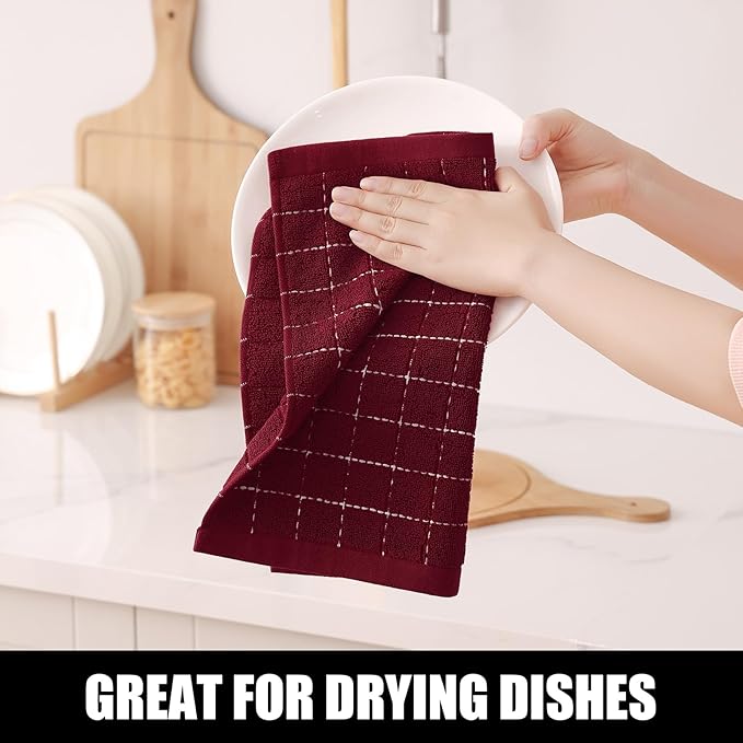 Homaxy 100% Cotton Terry Kitchen Dish Cloths, Ultra Soft and Absorbent Dish Towels for Kitchen, Suitable for Drying and Washing Dishes, 6 Pack, 12 x 12 Inches, Brick Red