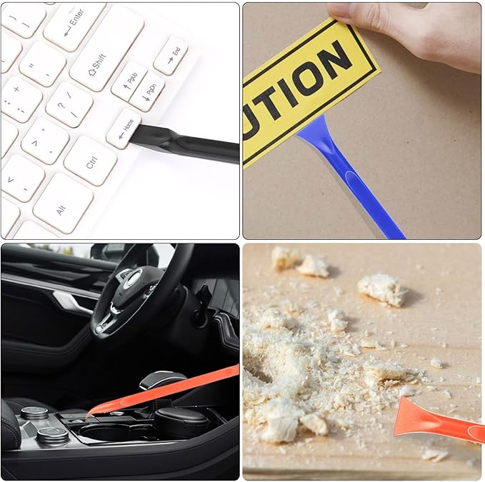 9 PCS Plastic Scrapers Tool for Tight Spaces Non Scratch Label Scrapers Kitchen Scraper Crevice Cleaning Tool Multi-purpose Pen-Shaped Car Detailing Scraper Tools for Remove Stickers Labels Oil Stains