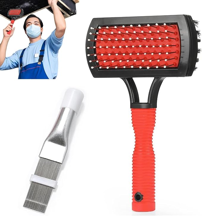 AC Coil Cleaning Brush, Double-Sided Evaporator Coil Cleaner, Fin Comb, Air Conditioner Coil Cleaning Tool Kit, Radiator Repair Tool, HVAC Maintenance Tools for Home