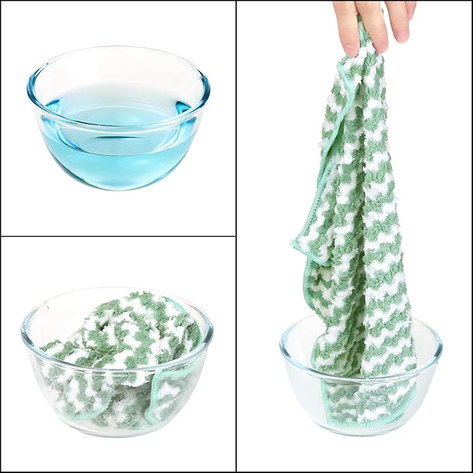 uxcell Microfiber Cleaning Cloth, 12 Pack Kitchen Towels for Dish Drying and Washing, Absorbent Streak Free Lint Free Rags for Cleaning, Reusable and Washable Towels 10" x 10" Multi