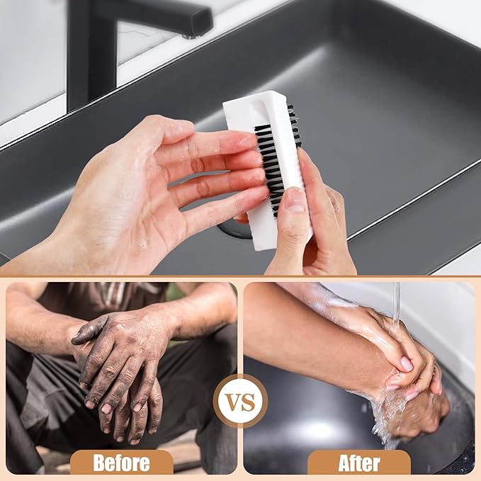 8 Pcs Hand Scrub Brushes for Nail Cleaning, Soft Fingernail Brush Non-Disposable Surgical Scrub Brushes with Nail Cleaner, Plastic Double-Sided Hand and Nail Cleaning Brush for Men Women Kids