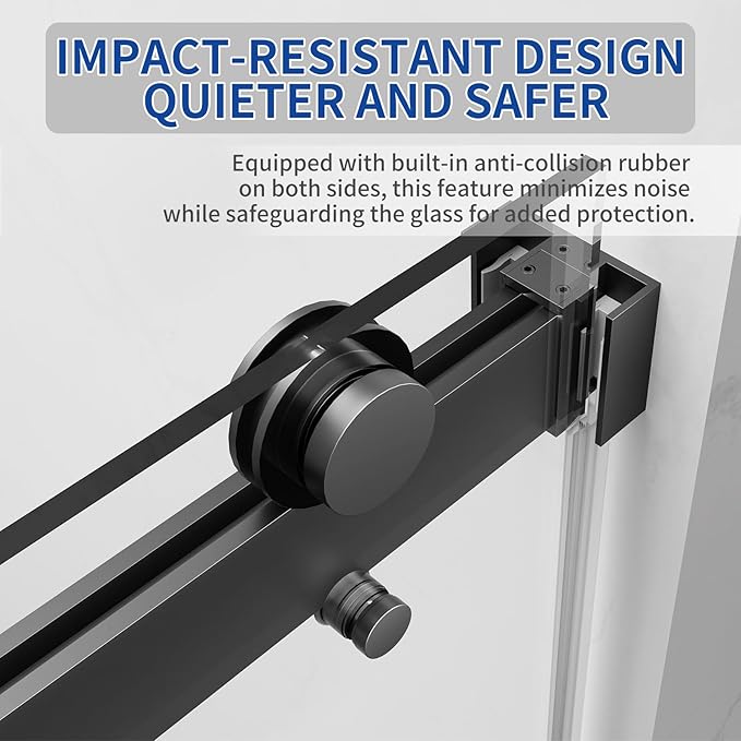 56-60 in. W x 76 in. H Double Sliding Frameless Shower Door, 5/16" (8mm) Tempered Glass with Double Nano Coating, Easy-to-Clean Bathroom Glass Door （Matte Black）