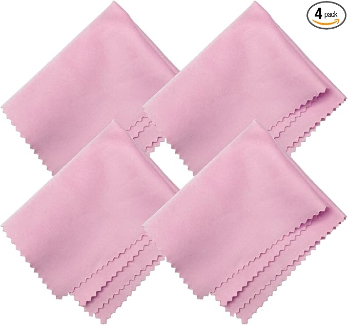Microfiber Screen Cleaning Cloths, HTTX 4-Pack 6 x 7 inches for Cell Phones, Tablets, LCD TV, Laptop, Camera Lenses, Surface Tablet, Monitor, Car GPS Screens, Spectacles, Glasses, Watches [Pink]