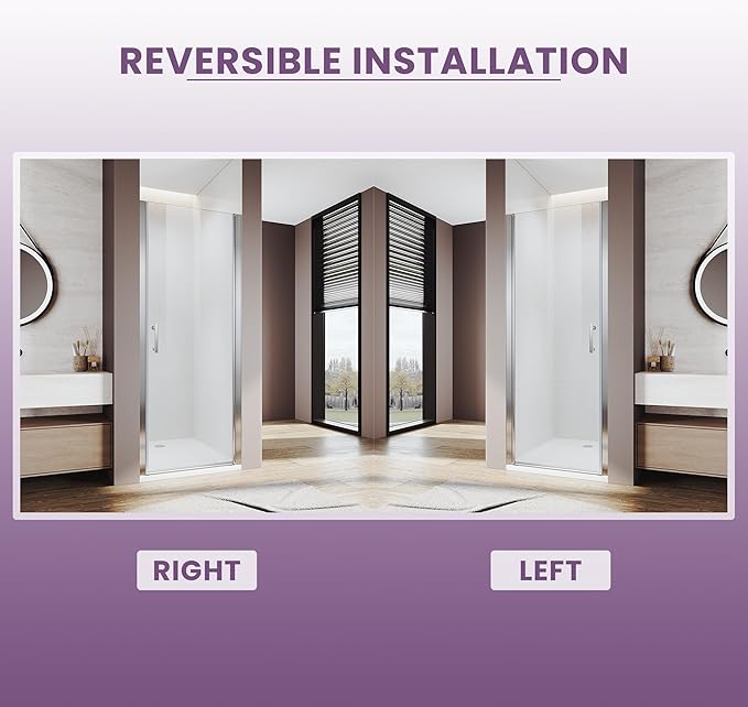 Glass Shower Door 29.5-31" W x 72" H, UCALAFEE Frameless Pivot Shower Door with 1/4" (6mm) SGCC Clear Tempered Glass, Waterproof Seal, Easy Clean & Anti-Fog Coating, Reversible Installation, Chrome