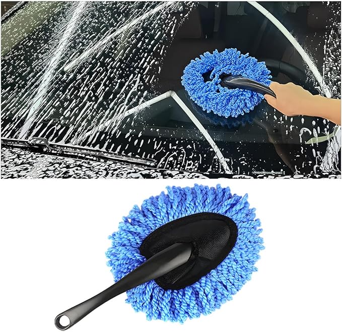 Car Dash Duster Brush, Super Soft Microfiber Multi-Functional Car Cleaning Brush, Scratch Free Dash Dusting Tool with a Anti-Skid Handle for Vehicle Home Kitchen Cleaning (Blue)