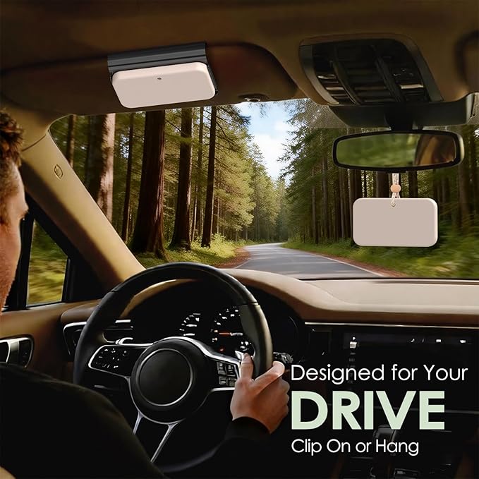 Car Air Freshener, 2-in-1 Stone Car Freshener with Visor Clip & Hanging Scent Diffuser, Natural Scent Stone Diffuser, Long-Lasting Odor Eliminator for Car or Home, Smooth Open Air