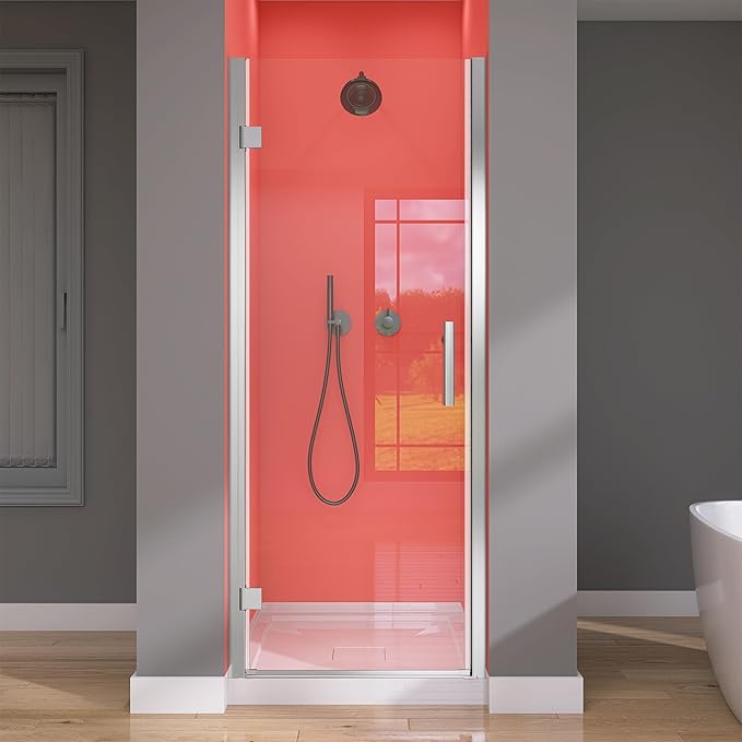 GETPRO Frameless Pivot Shower Door 32 in. W x 72 in. H Swing Single Small Shower Door 1/4 inch Tempered Clear Glass Panel Adjustable Left Hinged Bathroom Door for Shower Chrome Hardwares
