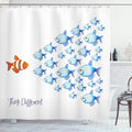 Ambesonne Saying Shower Curtain, Words with Outsider Fish Against All The Others Inspirational Art, Cloth Fabric Bathroom Decor Set with Hooks, 69" W x 75" L, Orange Blue