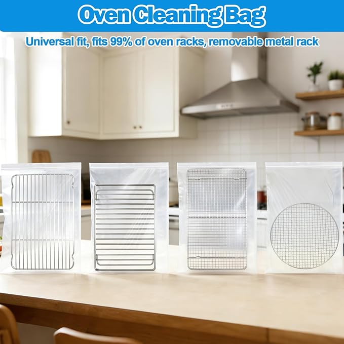 XANGNIER 16 Pack No Scrub Oven Rack Cleaning Bags,No Cleaner Included,Simple to Use,No Messy Hands Reusable Leakproof Soaking Cleaner Bags for Removable Metal Rack,BBQ Grills,Grill Grate