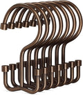 Goowin Shower Curtain Hooks, Shower Curtain Rings, Durable Rust Proof Shower Curtain Hangers, Double Glide Shower Rings for Curtain, Simple Shower Hooks for Shower Curtain, Bronze, 12 Pack-Cylinders