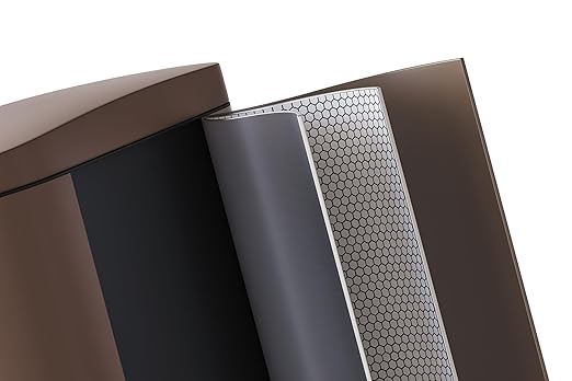 Garvee 2.6 gal / 10 L Metal Bathroom Trash Can with Lid, Slim Waterproof Garbage Can for Bedroom, Small Step-on Trash Bin with Inner Bucket, Rear Handle, Soft Close Lid, Brown