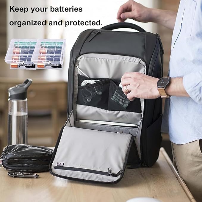 10 Pcs Clear Plastic Cell Battery Storage Case Holder Box, AA/AAA Cell Battery Storage Case, Batterys Cases Hard Plastic Batteries Storages Boxes, for AA/AAA Batteries and Rechargeable Batterie