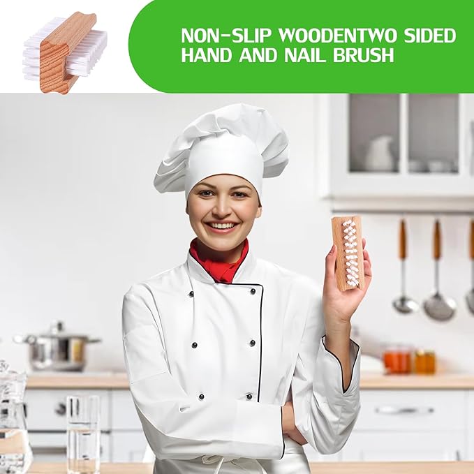 2 Pack Non-Slip Wooden Hand & Nail Brush,Dual-Sided Fingernail Scrub Brush for Deep Cleaning Nails,Hands & Feet Heavy Duty Mechanic Hand Brush with Stiff Bristles and Molded Beech-wood Grip