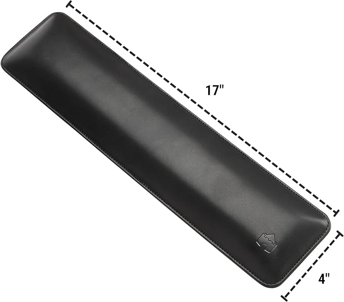 Bailey Full Size by Castle - Leather Ergonomic Computer Wrist Rest Pad for Keyboards with Around 104 Keys - Firm Keyboard Wrist Support for Typists, Gaming, and Heavy Office Use (Nightfall, Full Size)