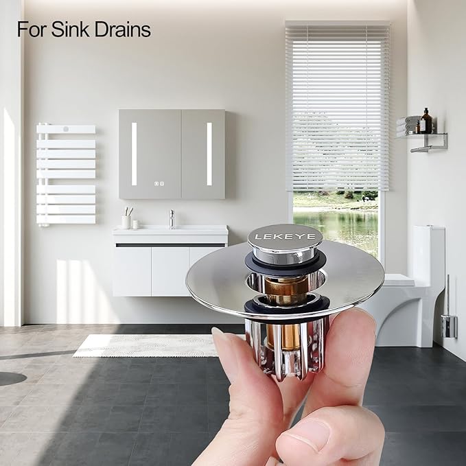 LEKEYE Bathroom Sink Stopper | Shower Drain Hair Catcher | Pop-up Sink Drain Stopper with Strainer | Bathroom Sink Plug for 1-1/8"to 1-3/8" to 1-1/2" Sink Drain Hole
