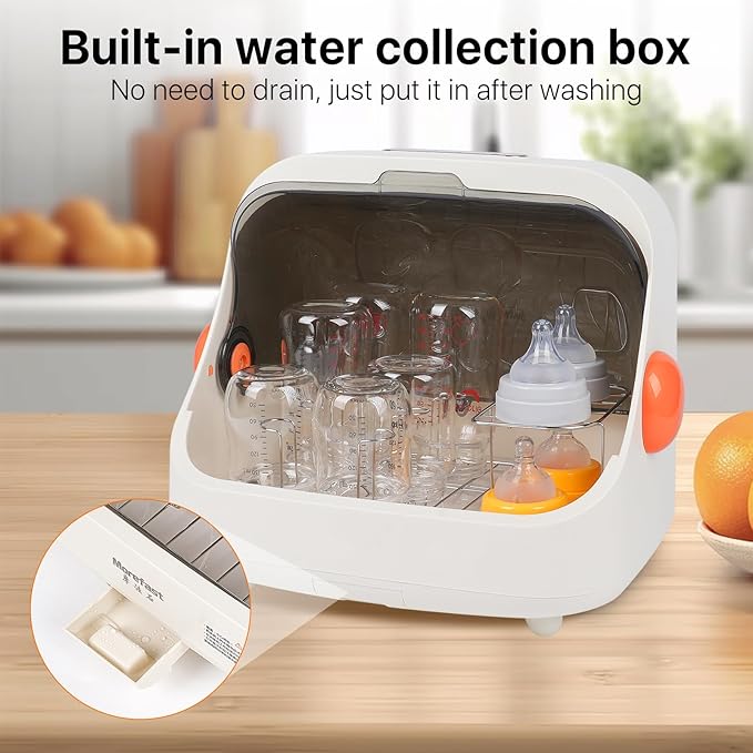 Transparent Baby Bottle Drying Rack with Double Lid and Removable Drain Tray Dust-Proof Storage Box