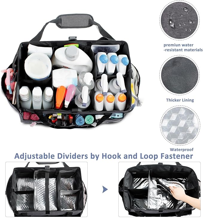 XL Professional Cleaning Caddy for Cleaning Suppliers, 17" Wearable Cleaing Bag for Housekeepers, Cleaning Organizer, Detailing Bag