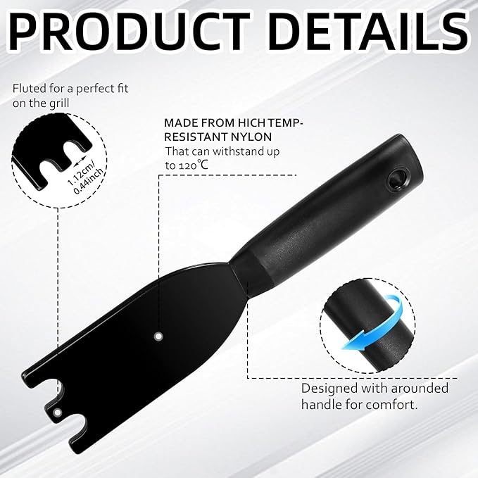 Universal Grill Scraper for George Foreman Indoor Grills and Other Indoor Grills with Grooves Heat Resistant Nylon Grill Spatula Cleaner Tool for Easy Cleaning Comfortable Grip (1)