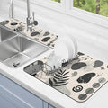 Dish Drying Mat for Kitchen Counter Matt, 2PCS 23"x15" Dish Drainer Mat & 24"x5.5" Sink Splash Guard, Super Absorbent Non-slip Rubber Backed