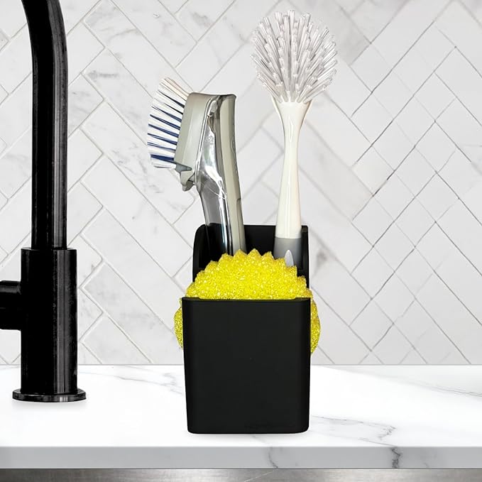 TidyNook Silicone Sink Caddy - Sponge Holder for Kitchen Sink, Dish Brush Holder, Fits Scrub Daddy Sponges, Scrub Mommy, and all Dish Sponges, Compact Kitchen Sinks Organizer Caddy, No Rust