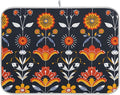 Floral Pattern Traditional Folk Art Dish Drying Mat for Kitchen Counter Absorbent Microfiber Drying Pad, Large 18x24 in, Reversible Drainer Mats