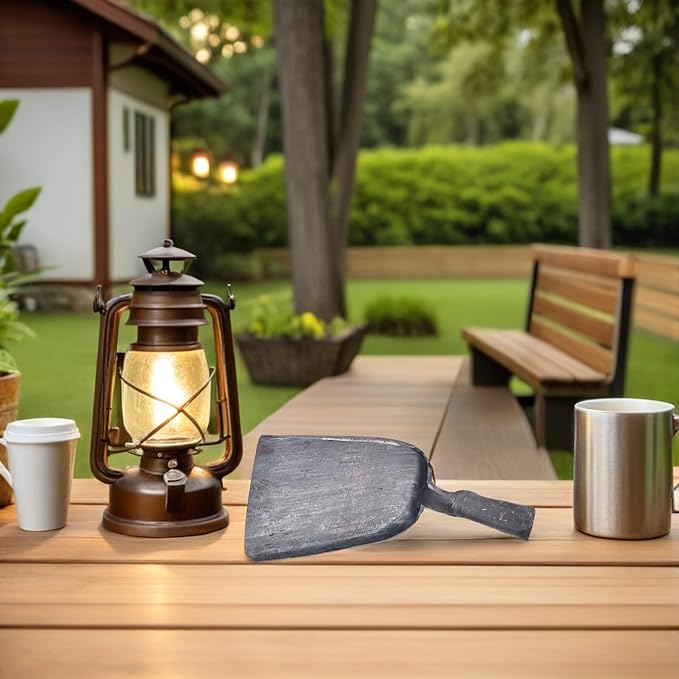 Veemoon Steel Fireplace Ash Shovel, BBQ Charcoal Shovel Small Compact Coal Scoop Cleaning Flat Scooping Spade for Kitchen Sand Stove Garden Supplies Outdoor Indoor (4.3 * 7.8“)