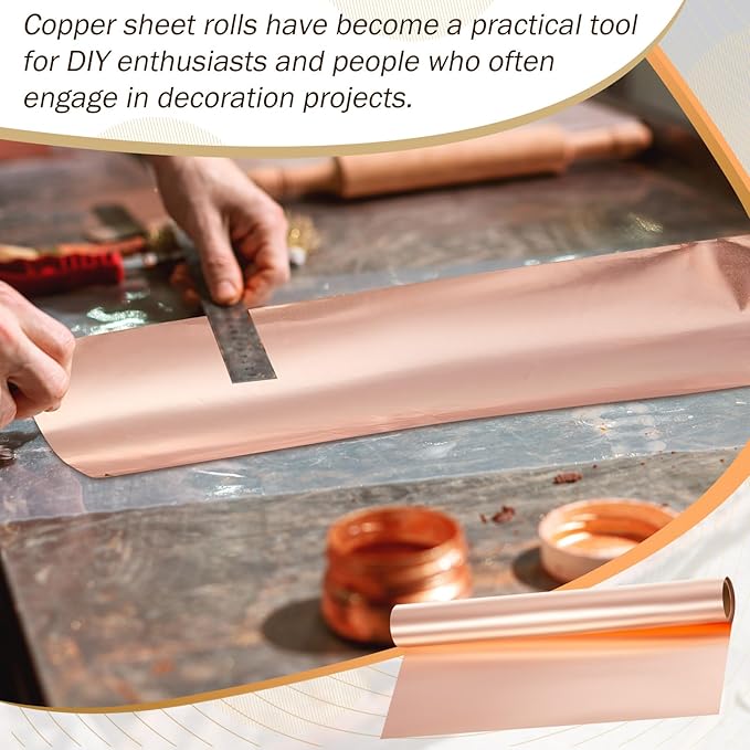 Yaocom 1 Roll Aluminum Metal Crafts DIY Foil 12 Inch x 10 ft x 0.1 mm Thick for Art Project Aluminum Flashing Roll Wide Sheet Multipurpose Metal Sheets for DIY and Crafting Projects (Bronzer)
